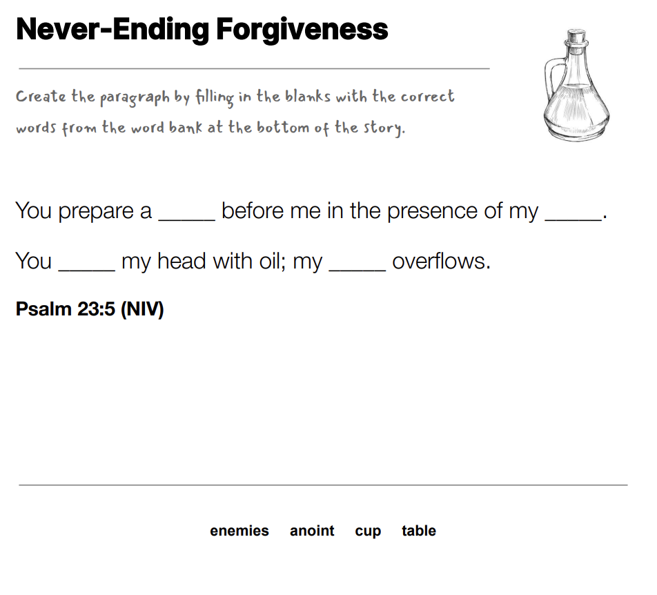 Never-Ending Forgiveness fill-in-the-blank